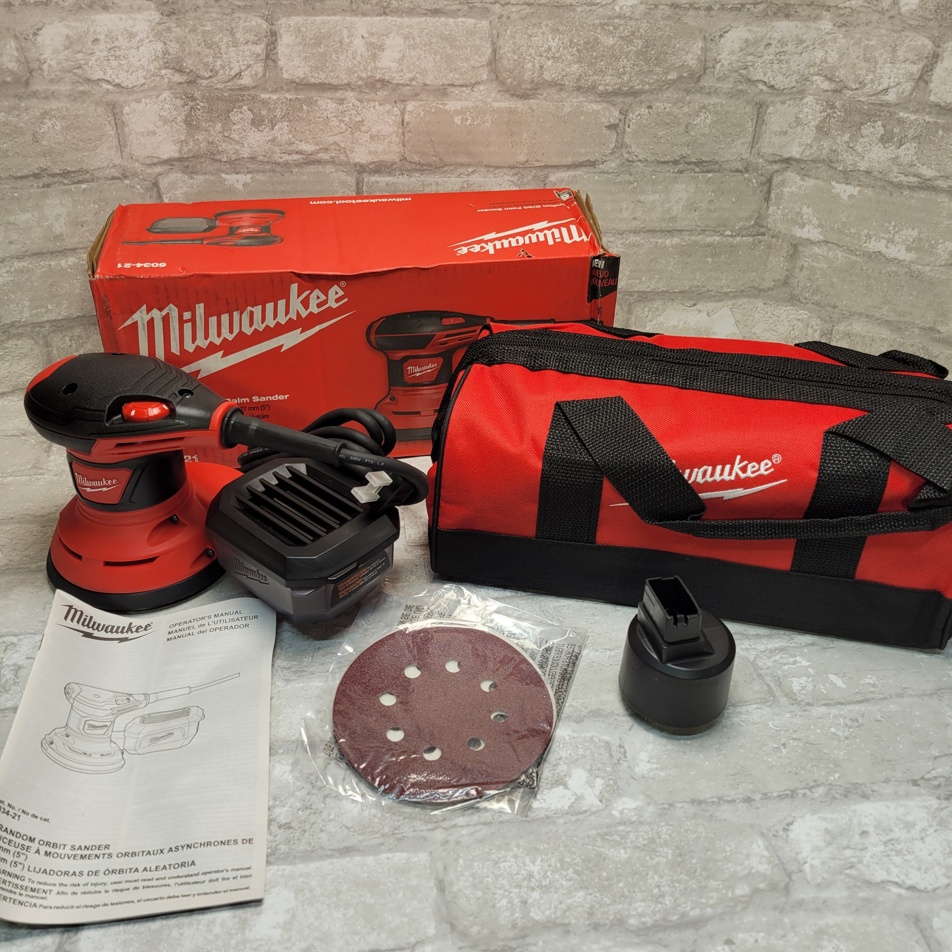 Milwaukee 3 Amp Corded 5 in. Random Orbit Palm Sander 6034-21 (7925231845614)